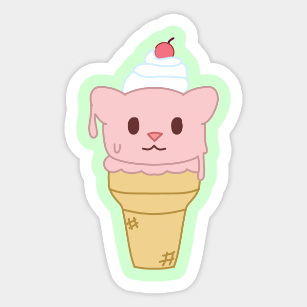 strawberry ice cream cat Ice Cream Cat Sticker TeePublic